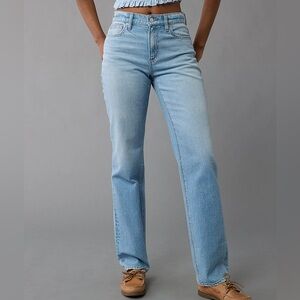 AE American Eagle Stretch Super High-Waisted Straight Jeans 6 X-long